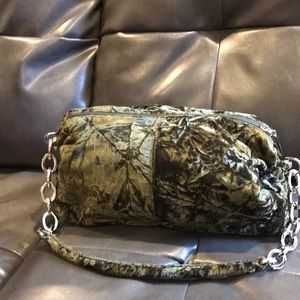 Olive green crushed velvet bag
